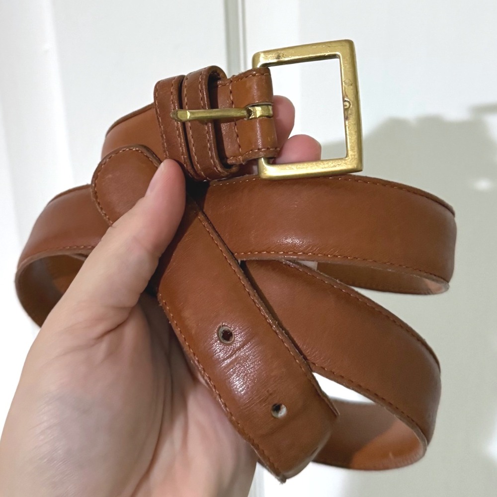 Vintage Coach British Tan Glove Tanned Leather Belt Solid Brass Buckle 7600 USA